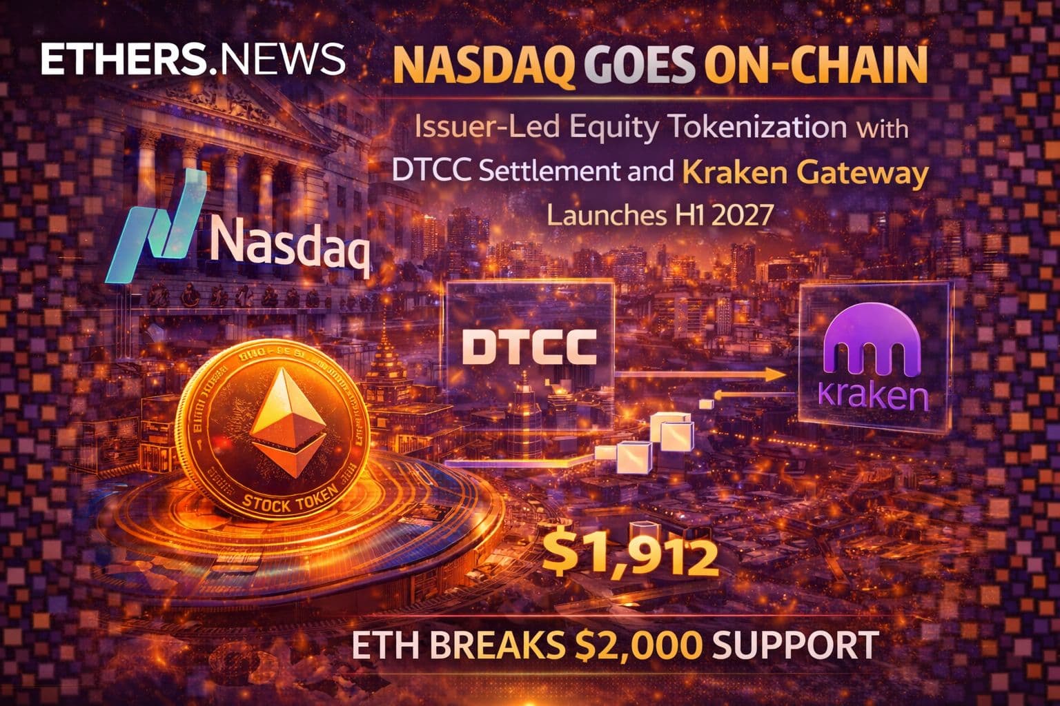 Nasdaq Goes On-Chain: Issuer-Led Equity Tokenization With DTCC Settlement and Kraken Gateway Launches H1 2027 — Wall Street's Most Consequential Market Infrastructure Overhaul in a Generation