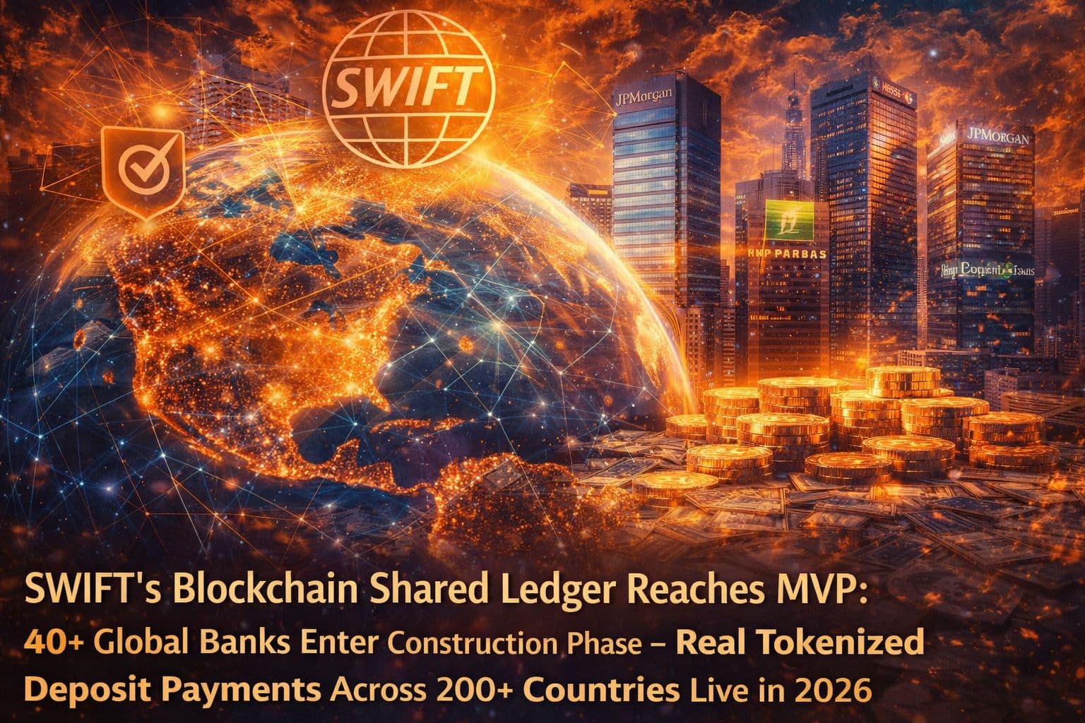 SWIFT Enters Construction Phase of Its Blockchain Shared Ledger With 40+ Global Banks — Real Tokenized Deposit Payments Across 200+ Countries Now Scheduled for 2026 as the World's Most Systemically Important Financial Network Makes Its Most Consequential Technology Bet