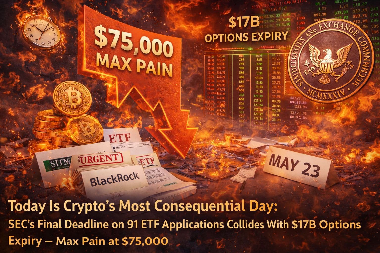 The Most Consequential Day in Crypto History Has Arrived: The SEC's Absolute Final Deadline on 91 Altcoin ETF Applications Collides With a $17 Billion Options Expiry on Deribit — XRP, Solana, Litecoin, and Dogecoin's Regulated US Future Gets Decided Today