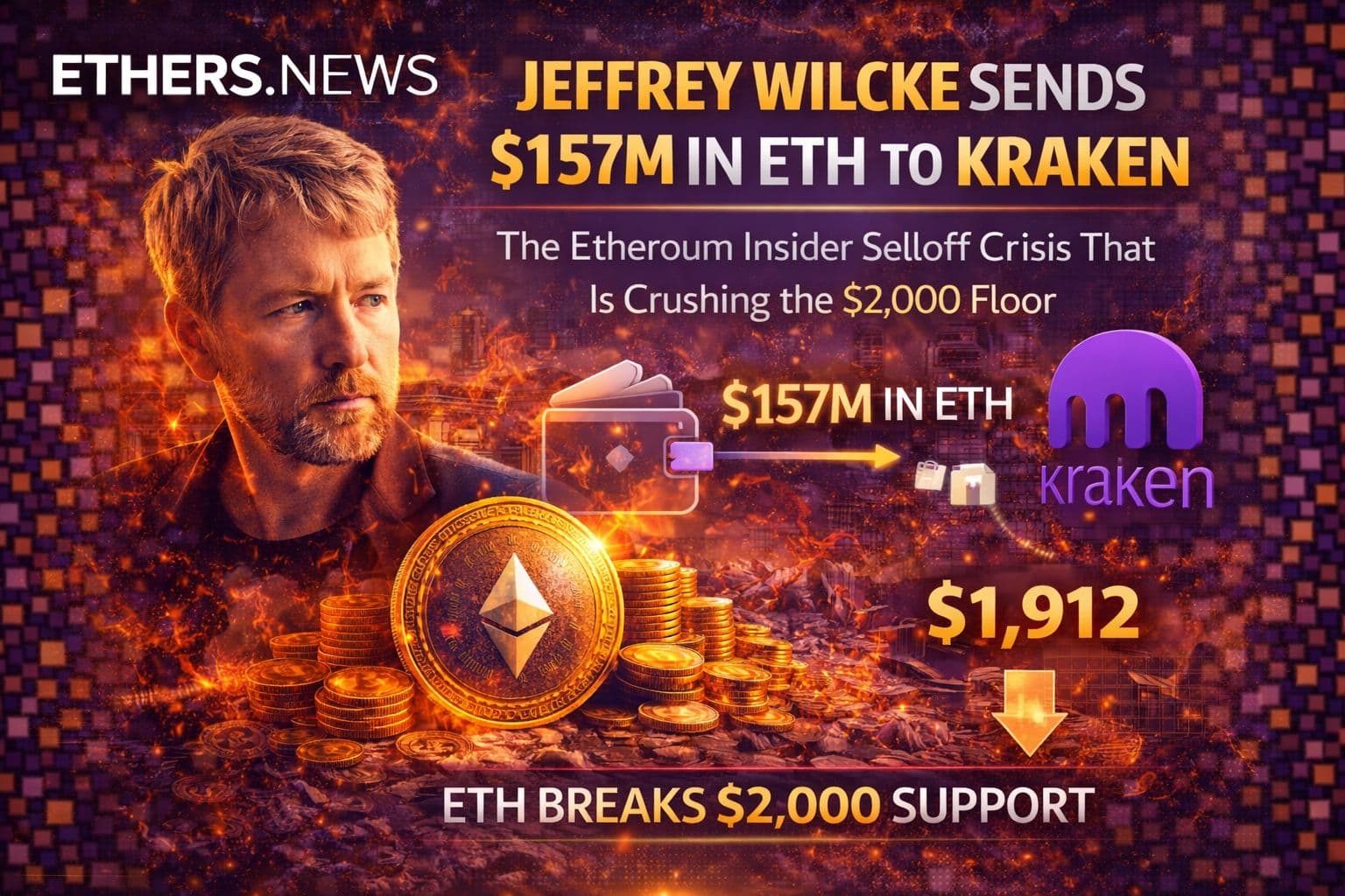 Jeffrey Wilcke Sends $157M in ETH to Kraken — The Ethereum Insider Selloff Crisis That Is Crushing the $2,000 Floor