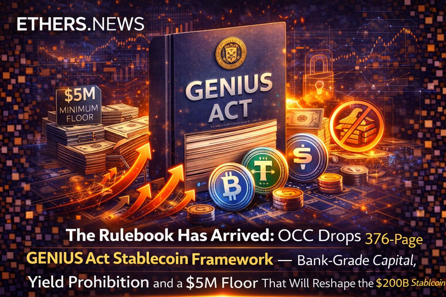 The Rulebook Has Arrived: OCC Drops 376-Page GENIUS Act Stablecoin Framework — Bank-Grade Capital, Yield Prohibition and a $5M Floor That Will Reshape the $200B Stablecoin Industry
