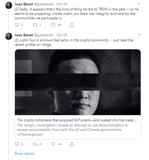 Filecoin Founder Accuses Justin Sun of Spreading Lies About FIL Tokens as Fresh Dumping Allegations Emerge